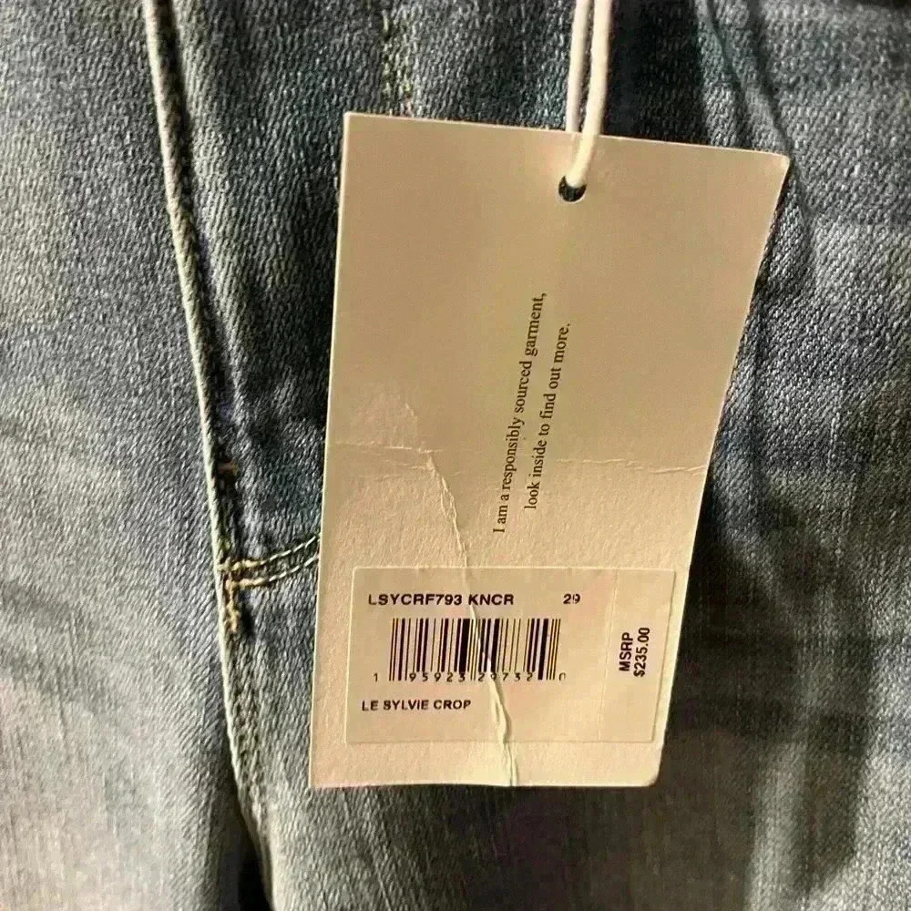 NWT FRAME Denim Sylvie cropped distressed mid-rise straight-leg jeans 29 - Picture 9 of 11